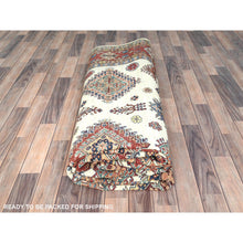 Load image into Gallery viewer, 9&#39;2&quot;x12&#39; Ivory, Densely Woven Organic Wool, Hand Knotted Afghan Super Kazak with Geometric Medallions, Natural Dyes, Oriental Rug FWR494304
