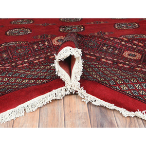 12'x17'10" Deep and Rich Red, Mori Bokara with Geometric Medallions Design, Natural Wool Hand Knotted, Oversized Oriental Rug FWR494370