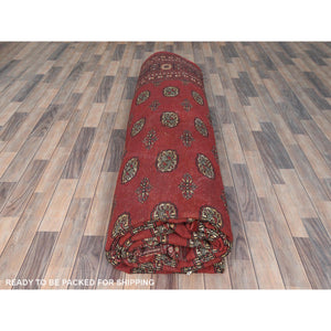 12'x17'10" Deep and Rich Red, Mori Bokara with Geometric Medallions Design, Natural Wool Hand Knotted, Oversized Oriental Rug FWR494370