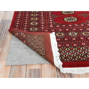 8'3"x10'3" Deep and Rich Red, Mori Bokara with Geometric Medallions Design, Extra Soft Wool Hand Knotted, Oriental Rug FWR494388