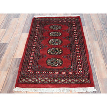 Load image into Gallery viewer, 2&#39;x3&#39;4&quot; Deep and Rich Red, Hand Knotted Mori Bokara with Geometric Medallions Design, Natural Wool, Mat Oriental Rug FWR494430
