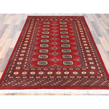 Load image into Gallery viewer, 4&#39;x6&#39;3&quot; Deep and Rich Red, Mori Bokara with Geometric Medallions Design, Extra Soft Wool Hand Knotted, Oriental Rug FWR494508