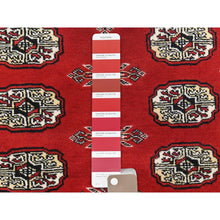 Load image into Gallery viewer, 4&#39;x6&#39;3&quot; Deep and Rich Red, Mori Bokara with Geometric Medallions Design, Extra Soft Wool Hand Knotted, Oriental Rug FWR494508