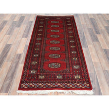 Load image into Gallery viewer, 2&#39;7&quot;x5&#39;10&quot; Deep and Rich Red, Hand Knotted Mori Bokara with Geometric Medallions Design, Extra Soft Wool, Runner Oriental Rug FWR494568
