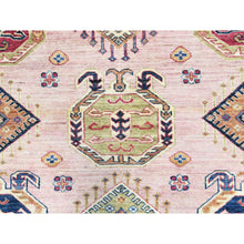 Load image into Gallery viewer, 8&#39;9&quot;x11&#39;9&quot; Blush Pink, Hand Knotted Afghan Super Kazak with Geometric Medallions, Vegetable Dyes Dense Weave, Organic Wool, Oriental Rug FWR494634