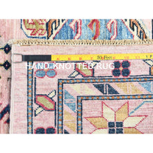 Load image into Gallery viewer, 8&#39;9&quot;x11&#39;9&quot; Blush Pink, Hand Knotted Afghan Super Kazak with Geometric Medallions, Vegetable Dyes Dense Weave, Organic Wool, Oriental Rug FWR494634