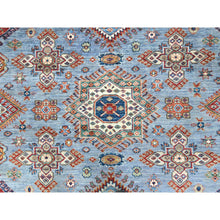 Load image into Gallery viewer, 8&#39;8&quot;x12&#39;2&quot; Light Blue, Afghan Super Kazak with Large Medallions, Vegetable Dyes Dense Weave, Extra Soft Wool Hand Knotted, Oriental Rug FWR494658