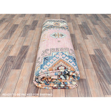 Load image into Gallery viewer, 8&#39;3&quot;x10&#39; Flamingo Pink, Natural Wool Hand Knotted, Afghan Super Kazak with Large Medallion, Vegetable Dyes Dense Weave, Oriental Rug FWR494670