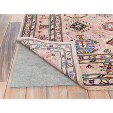 Load image into Gallery viewer, 6&#39;x8&#39;9&quot; Blush Pink, Afghan Super Kazak with Geometric Medallions, Natural Dyes Densely Woven, Soft Wool Hand Knotted, Oriental Rug FWR494712