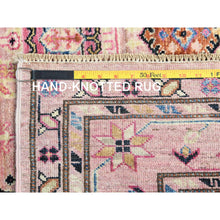 Load image into Gallery viewer, 6&#39;x8&#39;9&quot; Blush Pink, Afghan Super Kazak with Geometric Medallions, Natural Dyes Densely Woven, Soft Wool Hand Knotted, Oriental Rug FWR494712