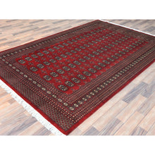 Load image into Gallery viewer, 6&#39;x9&#39;3&quot; Deep and Rich Red, Hand Knotted Super Bokara with Geometric Medallions 250 KPSI, Silky Wool, Oriental Rug FWR494964