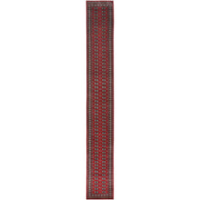 Load image into Gallery viewer, 2&#39;7&quot;x19&#39;9&quot; Deep and Rich Red, 250 KPSI Silky Wool, Hand Knotted Super Bokara with Geometric Medallions Design, XL Runner Oriental Rug FWR494976