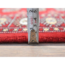Load image into Gallery viewer, 2&#39;7&quot;x19&#39;9&quot; Deep and Rich Red, 250 KPSI Silky Wool, Hand Knotted Super Bokara with Geometric Medallions Design, XL Runner Oriental Rug FWR494976