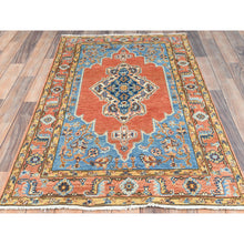 Load image into Gallery viewer, 3&#39;x5&#39; Coral Red, Natural Dyes Densely Woven, Soft Wool Hand Knotted, Afghan Peshawar with Serapi Heriz Design, Oriental Rug FWR495072