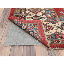 Load image into Gallery viewer, 12&#39;1&quot;x16&#39; Rich Red, Densely Woven Extra Soft Wool, Hand Knotted Afghan Super Kazak with Tribal Medallions, Natural Dyes, Oversized Oriental Rug FWR495168