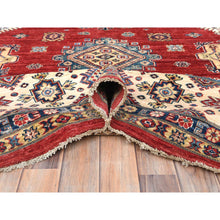 Load image into Gallery viewer, 12&#39;1&quot;x16&#39; Rich Red, Densely Woven Extra Soft Wool, Hand Knotted Afghan Super Kazak with Tribal Medallions, Natural Dyes, Oversized Oriental Rug FWR495168