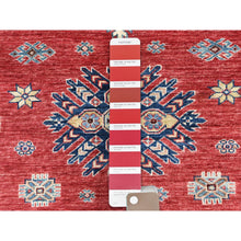 Load image into Gallery viewer, 12&#39;1&quot;x16&#39; Rich Red, Densely Woven Extra Soft Wool, Hand Knotted Afghan Super Kazak with Tribal Medallions, Natural Dyes, Oversized Oriental Rug FWR495168