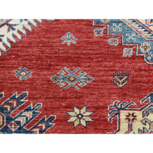 Load image into Gallery viewer, 12&#39;1&quot;x16&#39; Rich Red, Densely Woven Extra Soft Wool, Hand Knotted Afghan Super Kazak with Tribal Medallions, Natural Dyes, Oversized Oriental Rug FWR495168