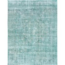 Load image into Gallery viewer, 9&#39;9&quot;x12&#39;10&quot; Emerald Green, Worn Wool Hand Knotted, Old Persian Tabriz Worn Down, Distressed Look, Oriental Rug FWR495252