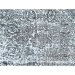 9'3"x12' Stone Gray, Worn Down Rustic Feel, Worn Wool Hand Knotted, Semi Antique Persian Tabriz, Oriental Rug FWR495264