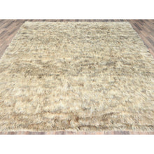 Load image into Gallery viewer, 9&#39;x9&#39; Beige, Shaggy Moroccan Exotic Texture, Undyed Natural Wool Hand Knotted, Square Oriental Rug FWR495396