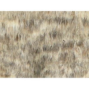 9'x9' Beige, Shaggy Moroccan Exotic Texture, Undyed Natural Wool Hand Knotted, Square Oriental Rug FWR495396