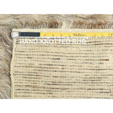 Load image into Gallery viewer, 9&#39;x9&#39; Beige, Shaggy Moroccan Exotic Texture, Undyed Natural Wool Hand Knotted, Square Oriental Rug FWR495396