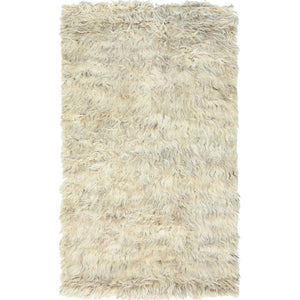 3'1"x5'3" Beige, Shaggy Moroccan Exotic Texture, Undyed Natural Wool Hand Knotted, Oriental Rug FWR495420