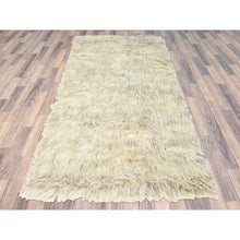 Load image into Gallery viewer, 3&#39;1&quot;x5&#39;3&quot; Beige, Shaggy Moroccan Exotic Texture, Undyed Natural Wool Hand Knotted, Oriental Rug FWR495420