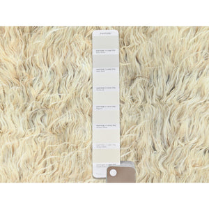 3'x5'4" Beige, Undyed Natural Wool Hand Knotted, Shaggy Moroccan Exotic Texture, Oriental Rug FWR495432