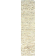 Load image into Gallery viewer, 2&#39;7&quot;x10&#39;1&quot; Beige, Shaggy Moroccan Exotic Texture, Undyed Natural Wool Hand Knotted, Runner Oriental Rug FWR495438