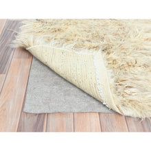Load image into Gallery viewer, 2&#39;7&quot;x10&#39;1&quot; Beige, Shaggy Moroccan Exotic Texture, Undyed Natural Wool Hand Knotted, Runner Oriental Rug FWR495438