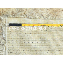 Load image into Gallery viewer, 2&#39;7&quot;x10&#39;1&quot; Beige, Shaggy Moroccan Exotic Texture, Undyed Natural Wool Hand Knotted, Runner Oriental Rug FWR495438