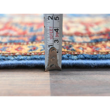 Load image into Gallery viewer, 2&#39;9&quot;x40&#39;6&quot; Denim Blue, Afghan Super Kazak with Large Medallions, Vegetable Dyes Dense Weave, Natural Wool Hand Knotted, XL Runner Oriental Rug FWR495450
