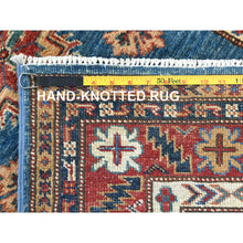 Load image into Gallery viewer, 2&#39;9&quot;x40&#39;6&quot; Denim Blue, Afghan Super Kazak with Large Medallions, Vegetable Dyes Dense Weave, Natural Wool Hand Knotted, XL Runner Oriental Rug FWR495450