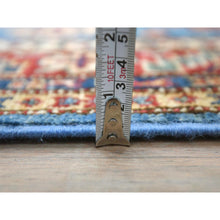 Load image into Gallery viewer, 2&#39;8&quot;x34&#39; Denim Blue, Vegetable Dyes Dense Weave, Organic Wool Hand Knotted, Afghan Super Kazak with Large Medallions, XL Runner Oriental Rug FWR495474