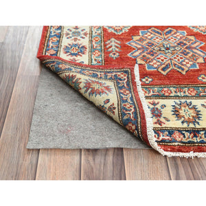 2'8"x39'1" Rich Red, Afghan Super Kazak with Large Medallions, Vegetable Dyes Dense Weave, Soft Wool Hand Knotted, XL Runner Oriental Rug FWR495642