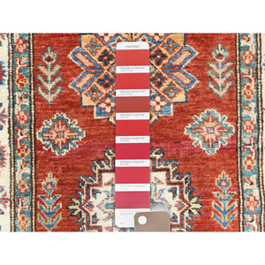 2'8"x39'1" Rich Red, Afghan Super Kazak with Large Medallions, Vegetable Dyes Dense Weave, Soft Wool Hand Knotted, XL Runner Oriental Rug FWR495642