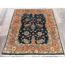 Load image into Gallery viewer, 2&#39;x2&#39;8&quot; Navy Blue, Hand Knotted Afghan Peshawar with All Over Heriz Design, Natural Dyes Densely Woven, Soft Wool, Mat Oriental Rug FWR495792