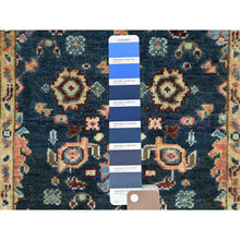Load image into Gallery viewer, 2&#39;x2&#39;8&quot; Navy Blue, Hand Knotted Afghan Peshawar with All Over Heriz Design, Natural Dyes Densely Woven, Soft Wool, Mat Oriental Rug FWR495792