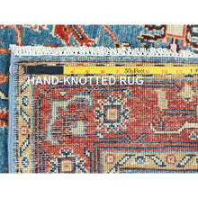 Load image into Gallery viewer, 4&#39;1&quot;x6&#39; Light Blue, Hand Knotted Afghan Peshawar with All Over Serapi Heriz Design, Natural Dyes Densely Woven, Pure Wool, Oriental Rug FWR495816