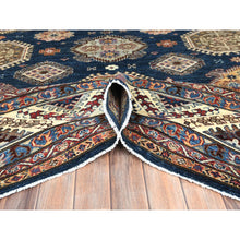 Load image into Gallery viewer, 9&#39;x11&#39;10&quot; Navy Blue, Soft Wool Hand Knotted, Afghan Super Kazak with Geometric Medallions, Natural Dyes Densely Woven, Oriental Rug FWR495852