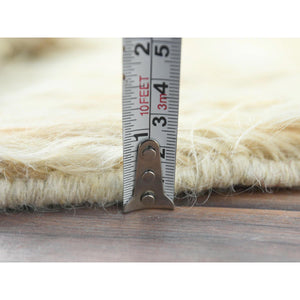 12'1"x12'1" Beige, Shaggy Moroccan Exotic Texture, Undyed Natural Wool Hand Knotted, Round Oriental Rug FWR495948