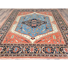 Load image into Gallery viewer, 8&#39;x9&#39;6&quot; Coral Orange, Afghan Peshawar with Large Medallion Heriz Design Vegetable Dyes, 100% Wool Hand Knotted, Oriental Rug FWR496056