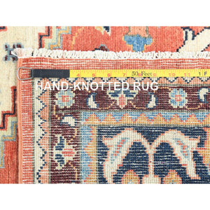 8'x9'6" Coral Orange, Afghan Peshawar with Large Medallion Heriz Design Vegetable Dyes, 100% Wool Hand Knotted, Oriental Rug FWR496056