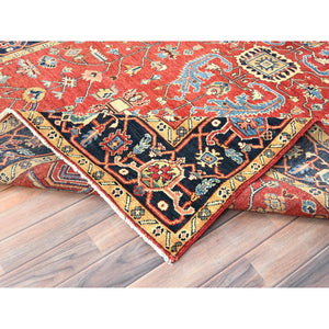 6'x8'5" Imperial Red, Extra Soft Wool Hand Knotted, Afghan Peshawar with All Over Heriz Design Natural Dyes, Oriental Rug FWR496074