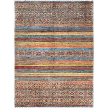 Load image into Gallery viewer, 9&#39;10&quot;x13&#39;2&quot; Colorful, Afghan Super Kazak with Khorjin Design, Natural Dyes, Organic Wool, Hand Knotted, Oriental Rug FWR496122