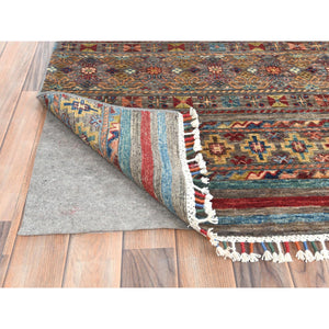 9'10"x13'2" Colorful, Afghan Super Kazak with Khorjin Design, Natural Dyes, Organic Wool, Hand Knotted, Oriental Rug FWR496122