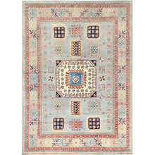 Load image into Gallery viewer, 7&#39;9&quot;x10&#39;8&quot; Ash Gray, Special Kazak with All Over Medallions Natural Dyes, 100% Wool Hand Knotted, Oriental Rug FWR496236