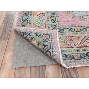 8'x10' Pastel Pink, Special Kazak with Geometric Elements Natural Dyes, Pure Wool Hand Knotted, Oriental Rug FWR496242